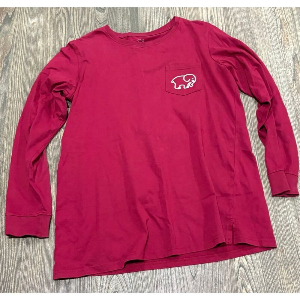 Ivory Ella Long Sleeve Graphic T-Shirt Elephant Basketball Print Red Size M